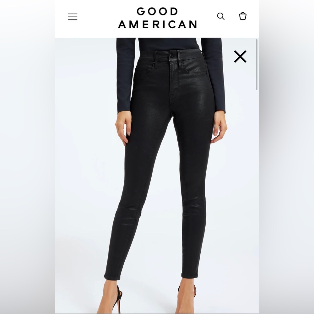 Good American Good Legs Wax Coated Jeans